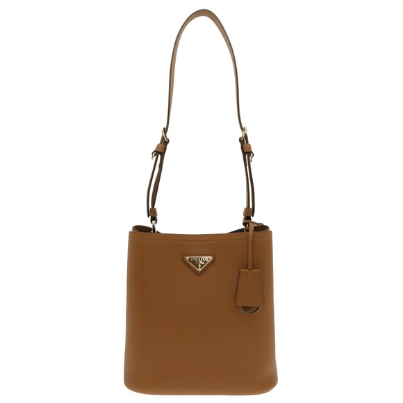 Prada Bucket Shoulder Bag Brown Leather 1BB080 New